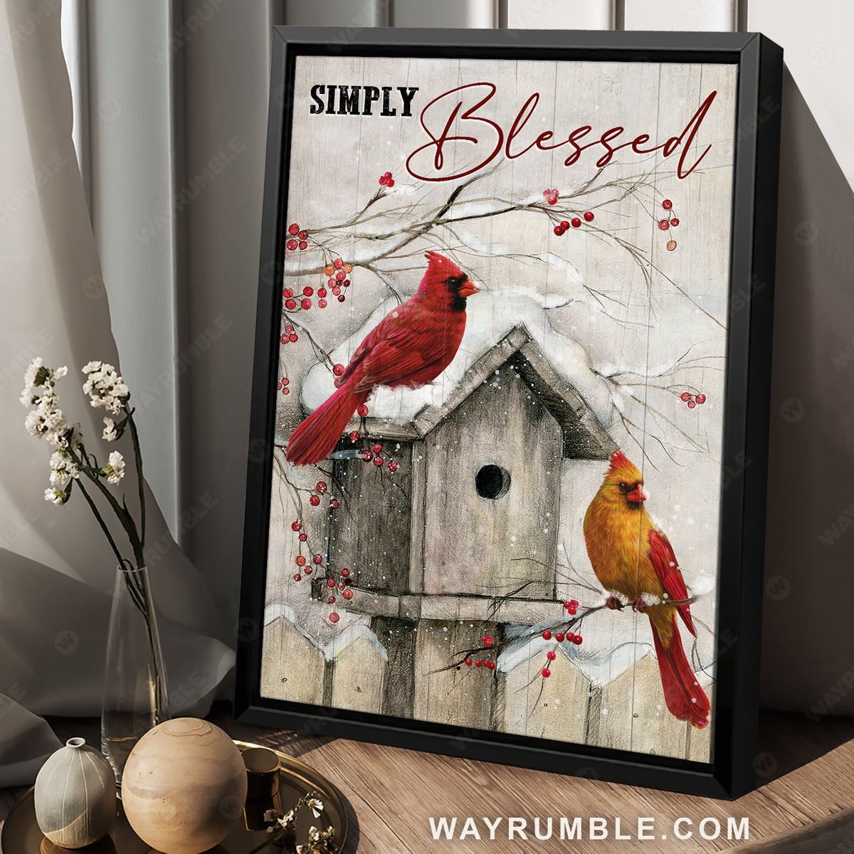 Pretty snow, Cardinal couple, Frozen cranberry, Simply blessed - Jesus Portrait Canvas Prints, Christian Wall Art
