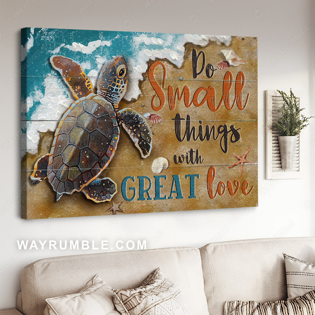 Little sea turtle, Beautiful ocean, Do small things with great love - Jesus Landscape Canvas Prints, Christian Wall Art