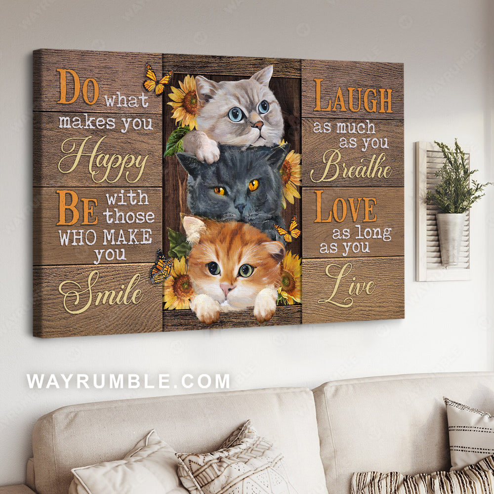 Little cat painting, Watercolor sunflower, Love as long as you live - Jesus Landscape Canvas Prints, Christian Wall Art