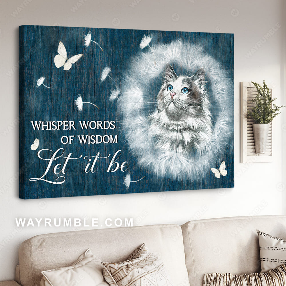 Beautiful cat, Dandelion drawing, White butterfly, Let it be - Jesus Landscape Canvas Prints, Christian Wall Art