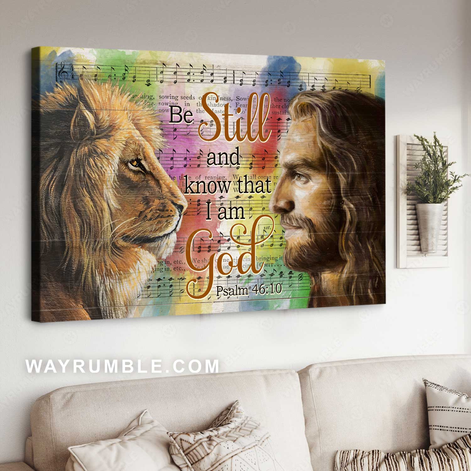 Lion of Judah, Music sheet, Face to face, Be still and know that I am God - Jesus Landscape Canvas Prints, Christian Wall Art