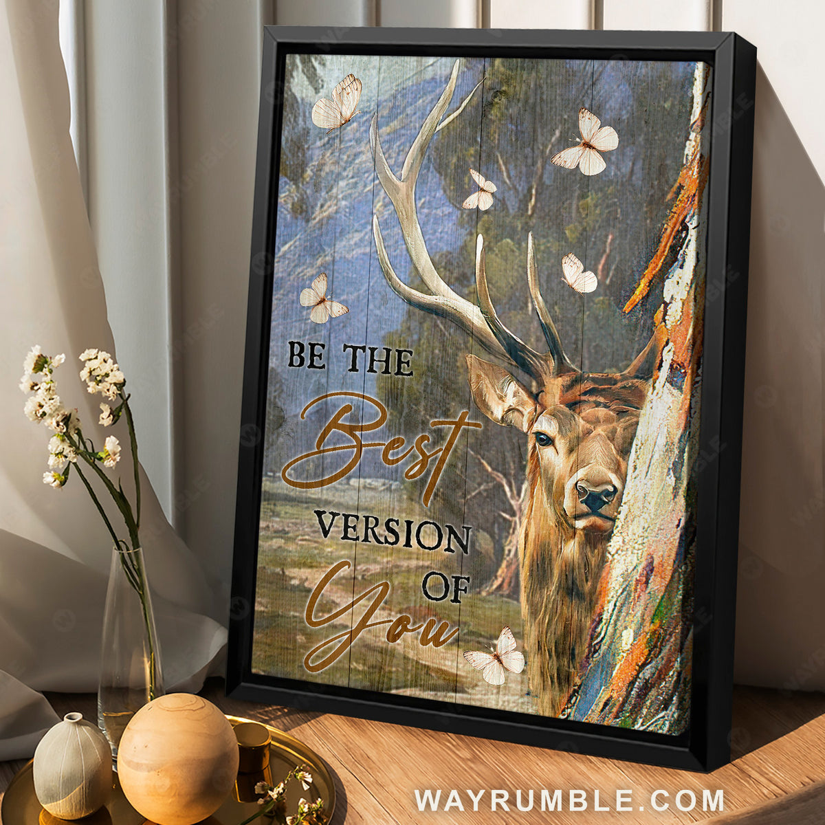 Stunning deer, Spring forest, Be the best version of you - Jesus Portrait Canvas Prints, Christian Wall Art