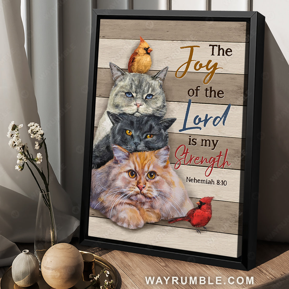 Angry cat painting, Pretty cardinal, The joy of the Lord is my strength - Jesus Portrait Canvas Prints, Christian Wall Art
