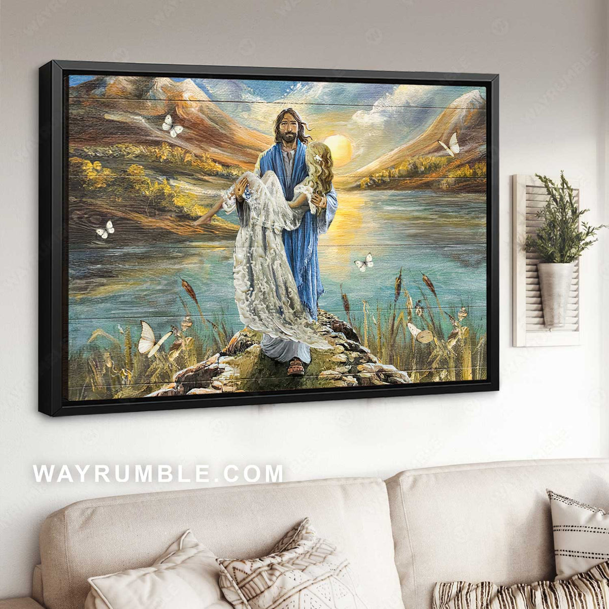 Jesus calls, Beautiful girl, Peace painting, Sunset drawing - Jesus Landscape Canvas Prints, Christian Wall Art