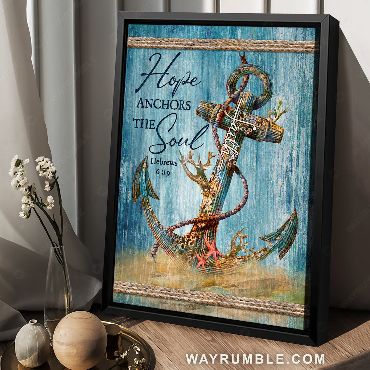 Luxury anchor, Deep ocean, Red starfish, Hope anchors the soul - Jesus Portrait Canvas Prints, Home Decor Wall Art