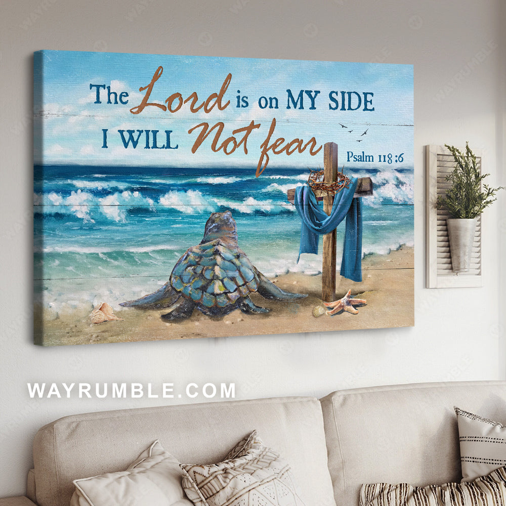 Watercolor turtle, Blue sky, Beach painting, The Lord is on my side - Jesus Landscape Canvas Prints, Christian Wall Art