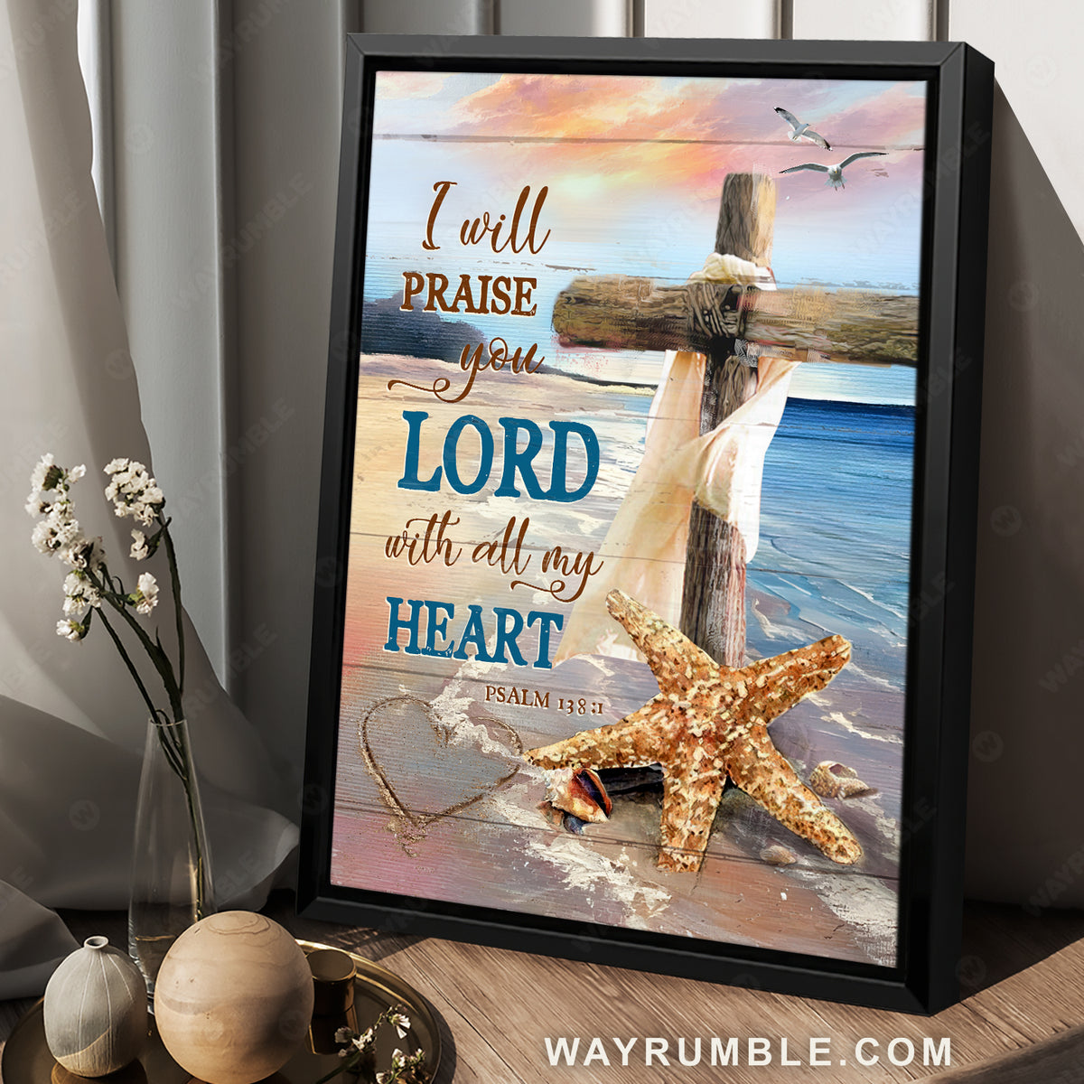 Cross painting, Deep ocean, Big starfish, I will praise you - Jesus Portrait Canvas Prints, Christian Wall Art