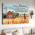 Countryside painting, Yellow flower field, Vintage house, I believe in Christ - Jesus Landscape Canvas Prints, Christian Wall Art