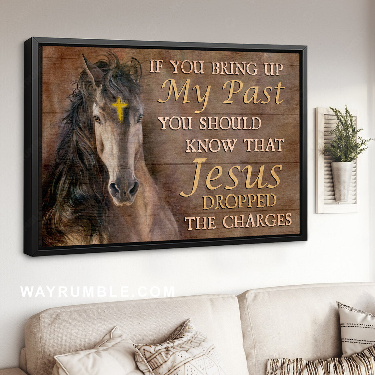 Yellow cross, Brown horse, If you bring up my past - Jesus Landscape Canvas Prints, Christian Wall Art