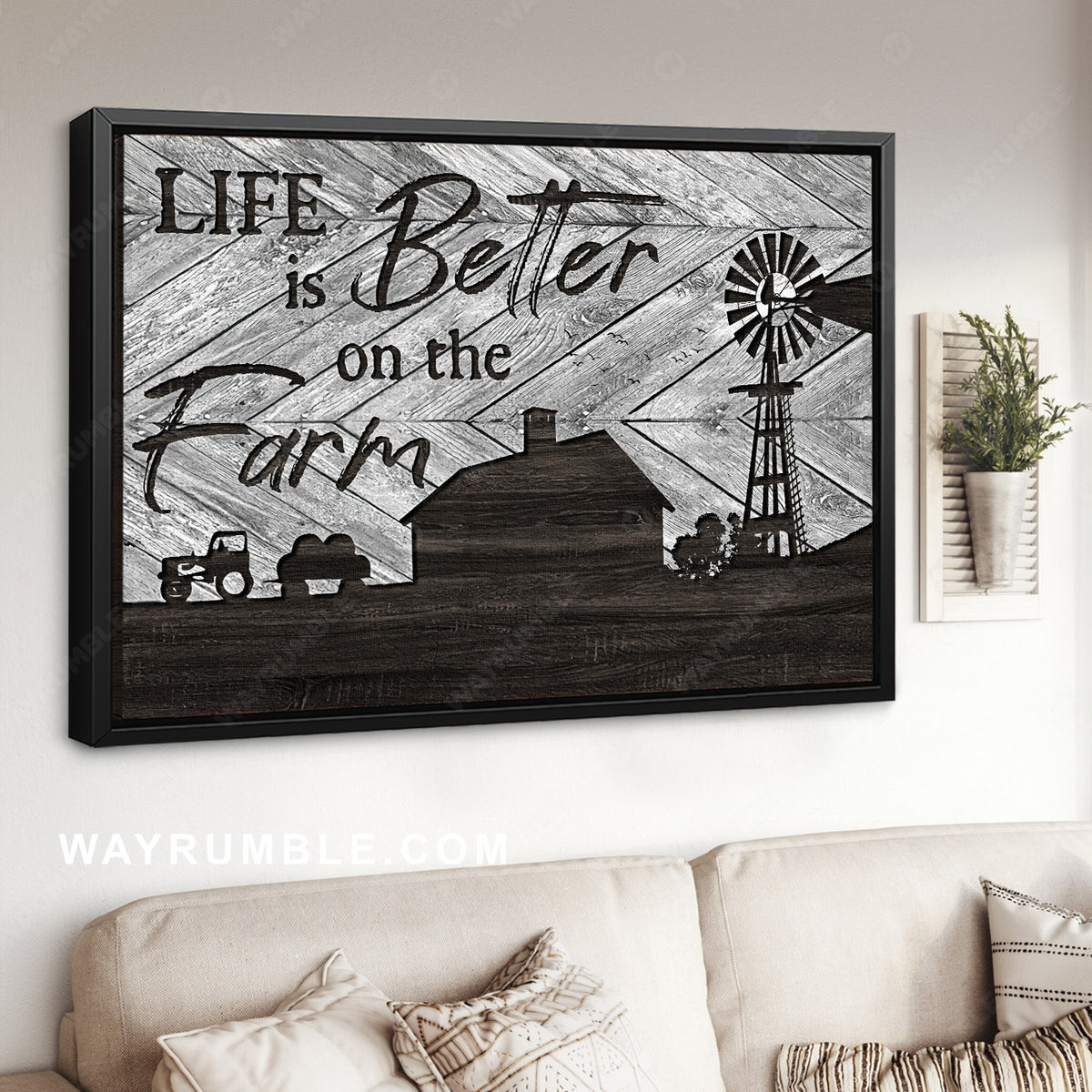 Wooden house, Unique farm painting, Life is better on the farm - Jesus Landscape Canvas Prints, Home Decor Wall Art