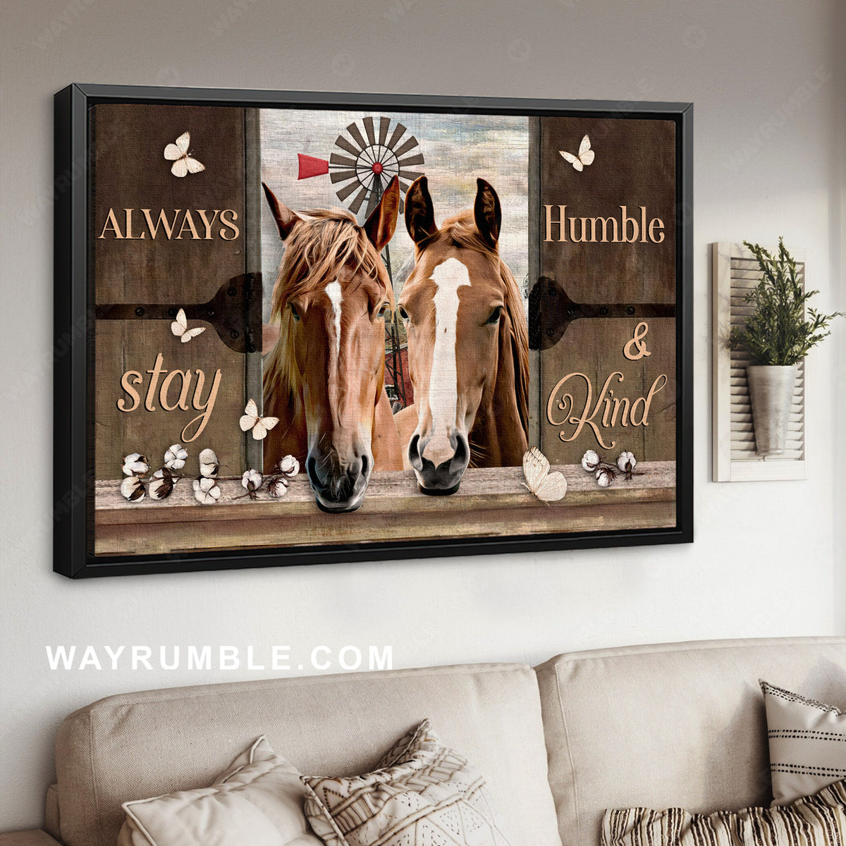 Lovely horse, Windmill painting, Cotton flower, Always stay humble and kind - Jesus Landscape Canvas Prints, Home Decor Wall Art