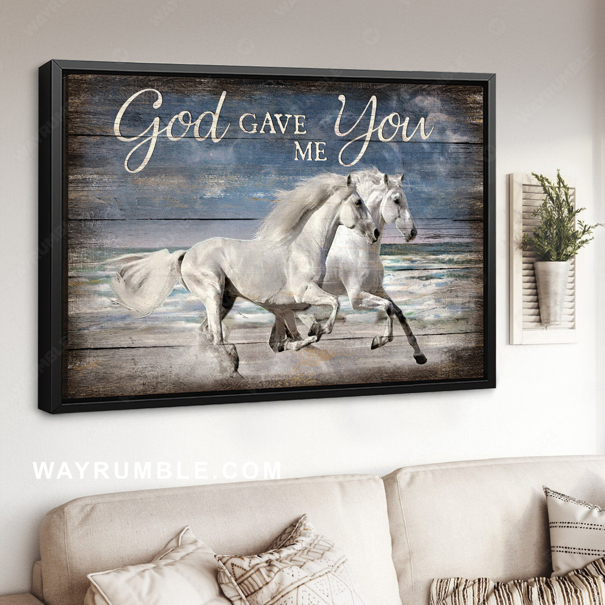 White horse, Quarter horse drawing, Stunning beach, God gave me you - Jesus Landscape Canvas Prints, Home Decor Wall Art