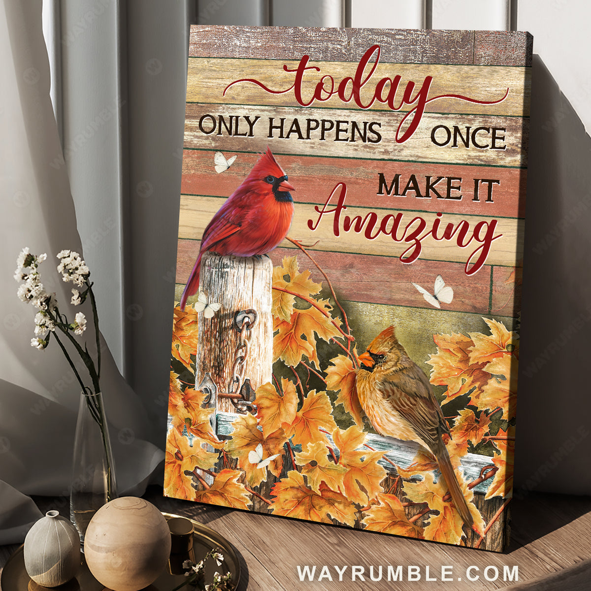 Maple forest, Cute cardinal, Today only happens once, Make it amazing - Jesus Portrait Canvas Prints, Christian Wall Art
