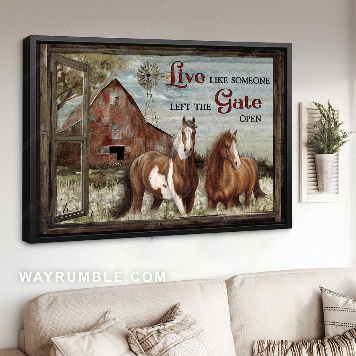 Unique horses, Dandelion field, Live like someone left the gate open - Jesus Landscape Canvas Prints, Christian Wall Art