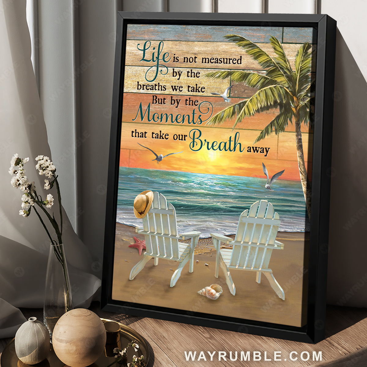 Ocean artwork, Beautiful sunset, Seagull, Life is not measured by the breaths - Jesus Portrait Canvas Prints, Christian Wall Art