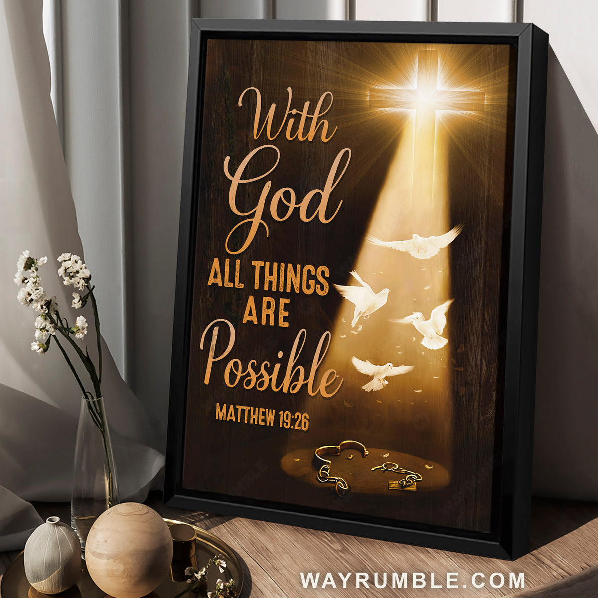 Stunning light, Beautiful dove, With God all things are possible - Jesus Portrait Canvas Prints, Home Decor Wall Art
