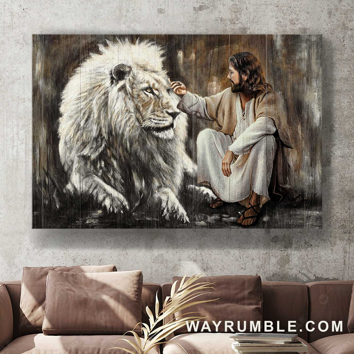 White lion painting, Walking with Jesus, The life of Jesus, Home Decor - Jesus Landscape Canvas Prints, Home Decor Wall Art