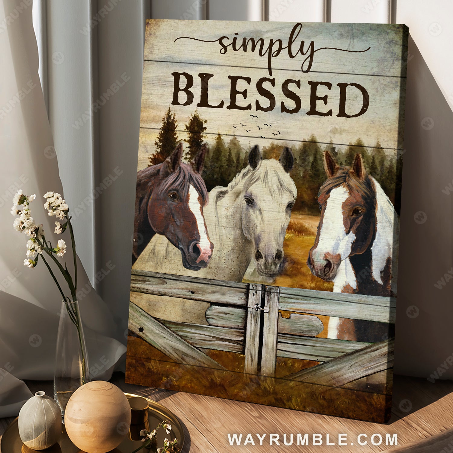 Unique horses drawing, Countryside painting, Rice field, Simply blessed - Jesus Portrait Canvas Prints, Christian Wall Art