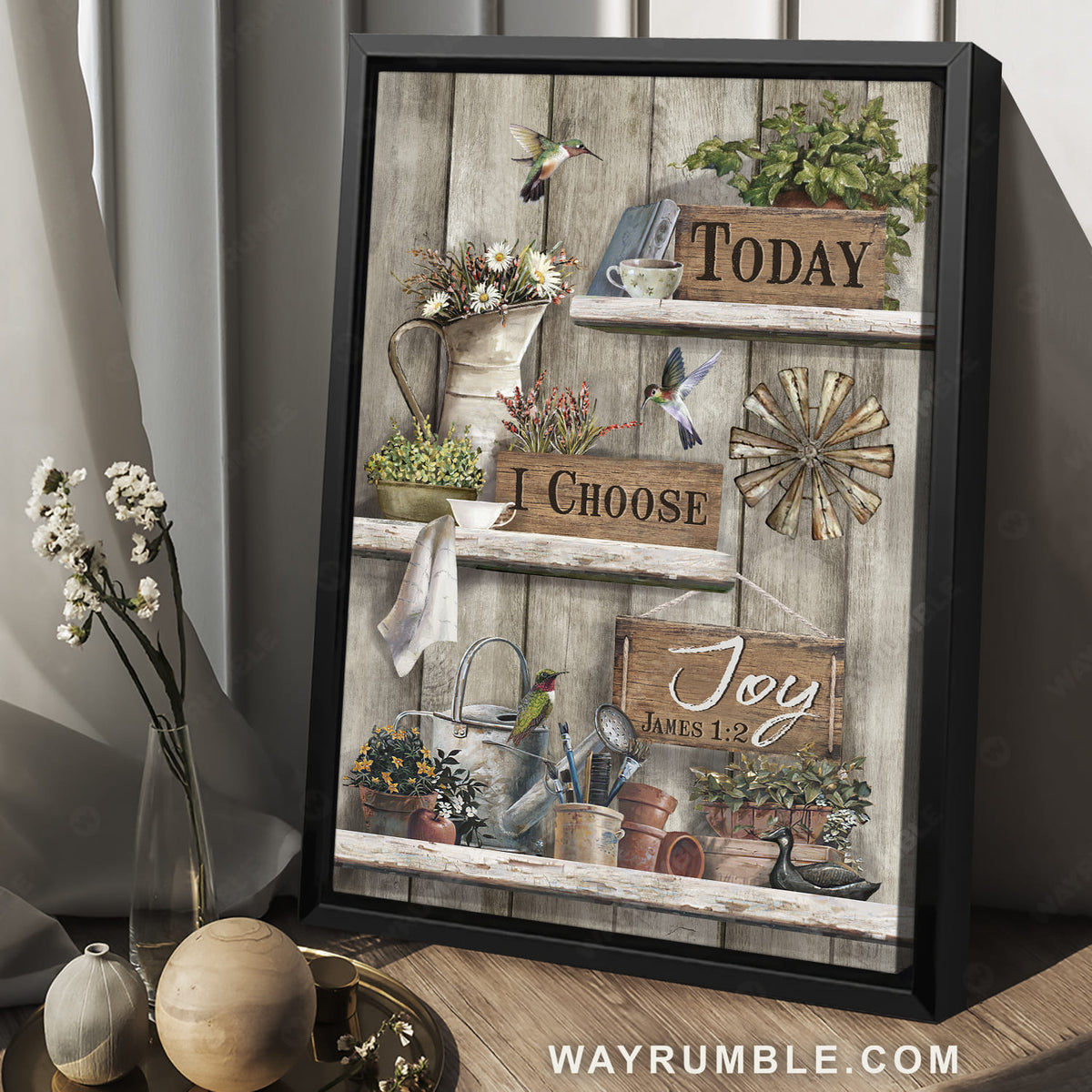 Pretty flower, Watercolor hummingbird, Windmill, Today I choose joy - Jesus Portrait Canvas Prints, Christian Wall Art