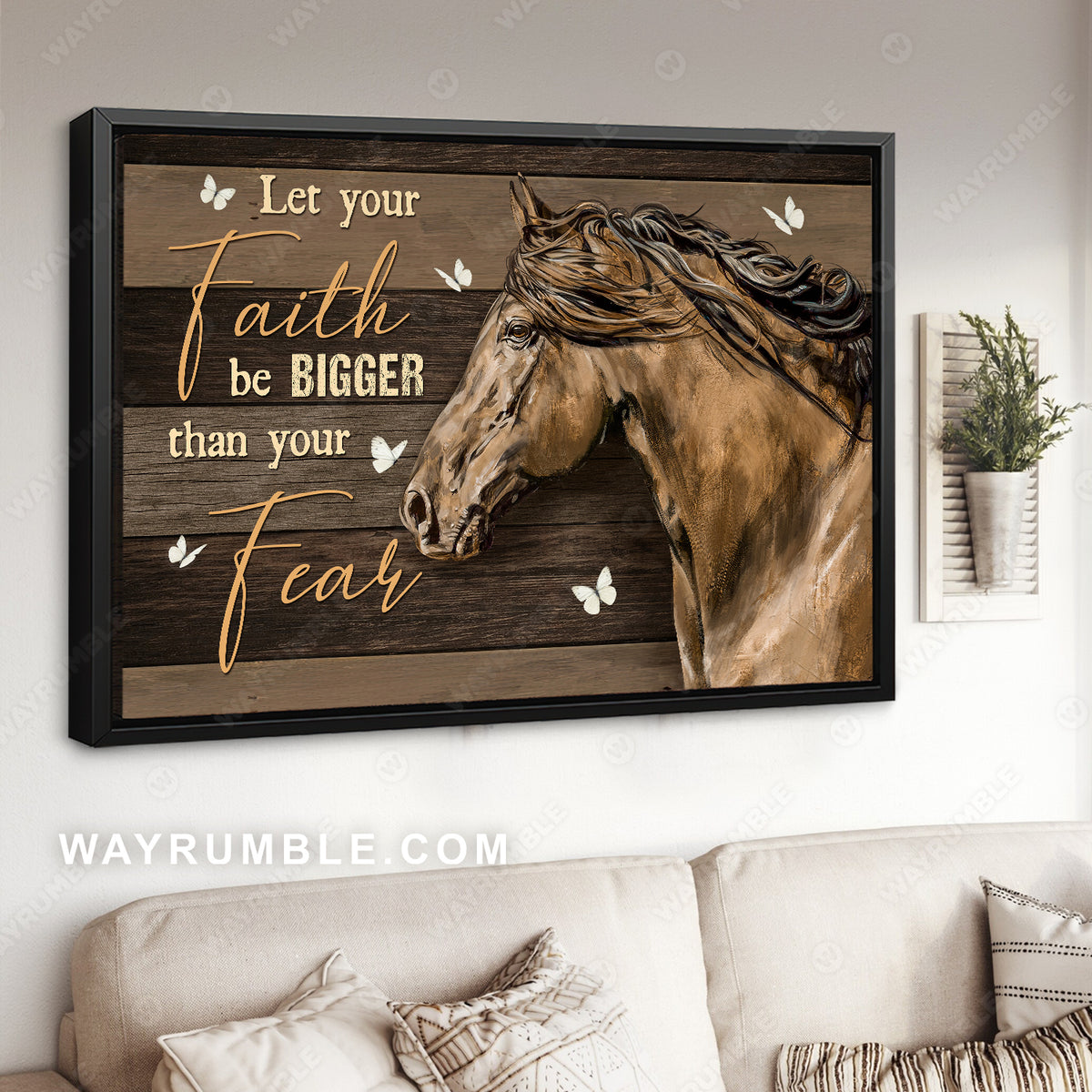 Amazing horse, Butterfly painting, Let your faith be bigger than you fear - Jesus Landscape Canvas Prints, Home Decor Wall Art