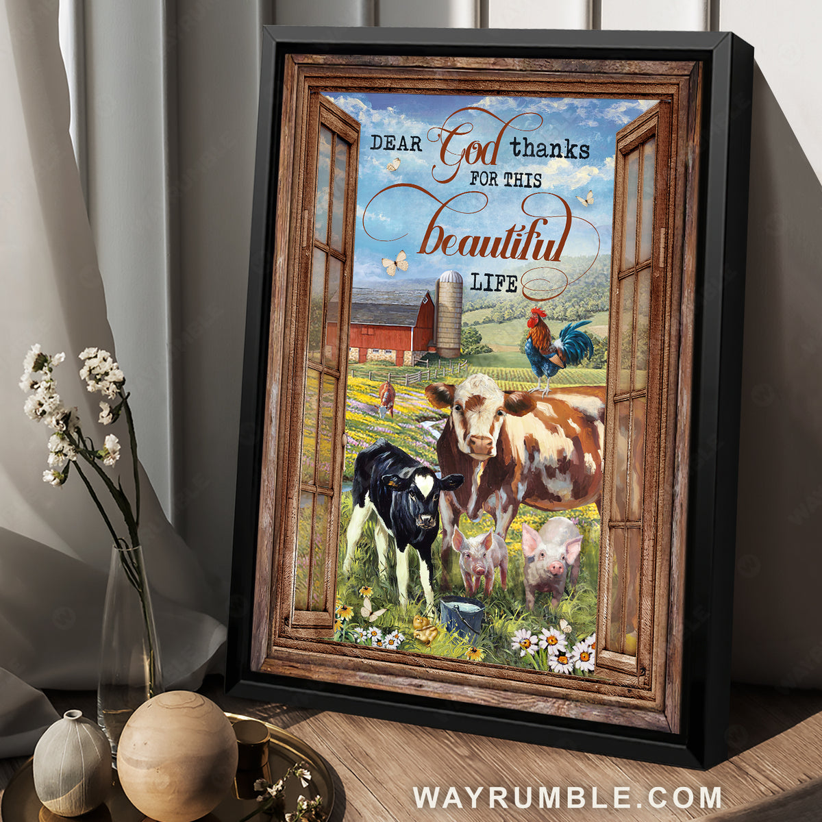 Peace farm, Diary cow, Meadow land, Thanks for this beautiful life - Jesus Portrait Canvas Prints, Christian Wall Art