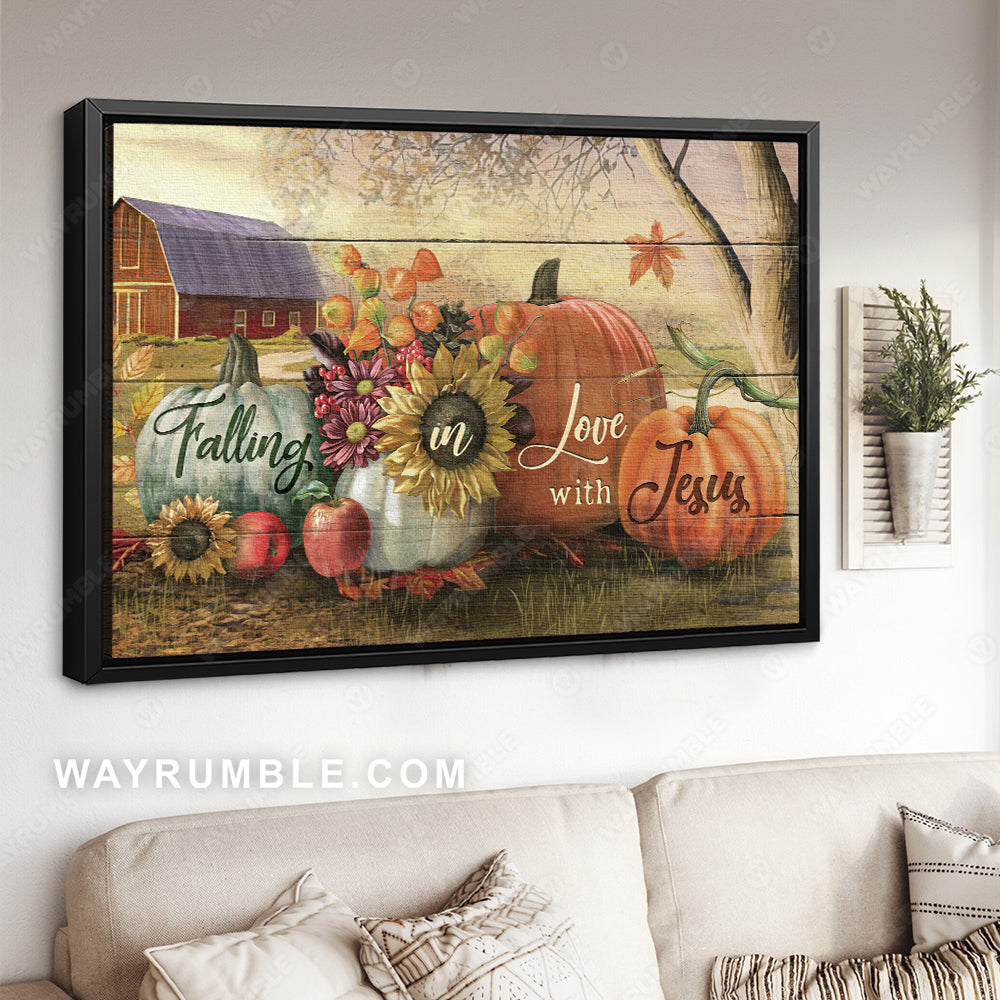 Halloween artwork, Pretty pumpkin, Farm painting, Falling in love with Jesus - Jesus Landscape Canvas Prints, Home Decor Wall Art