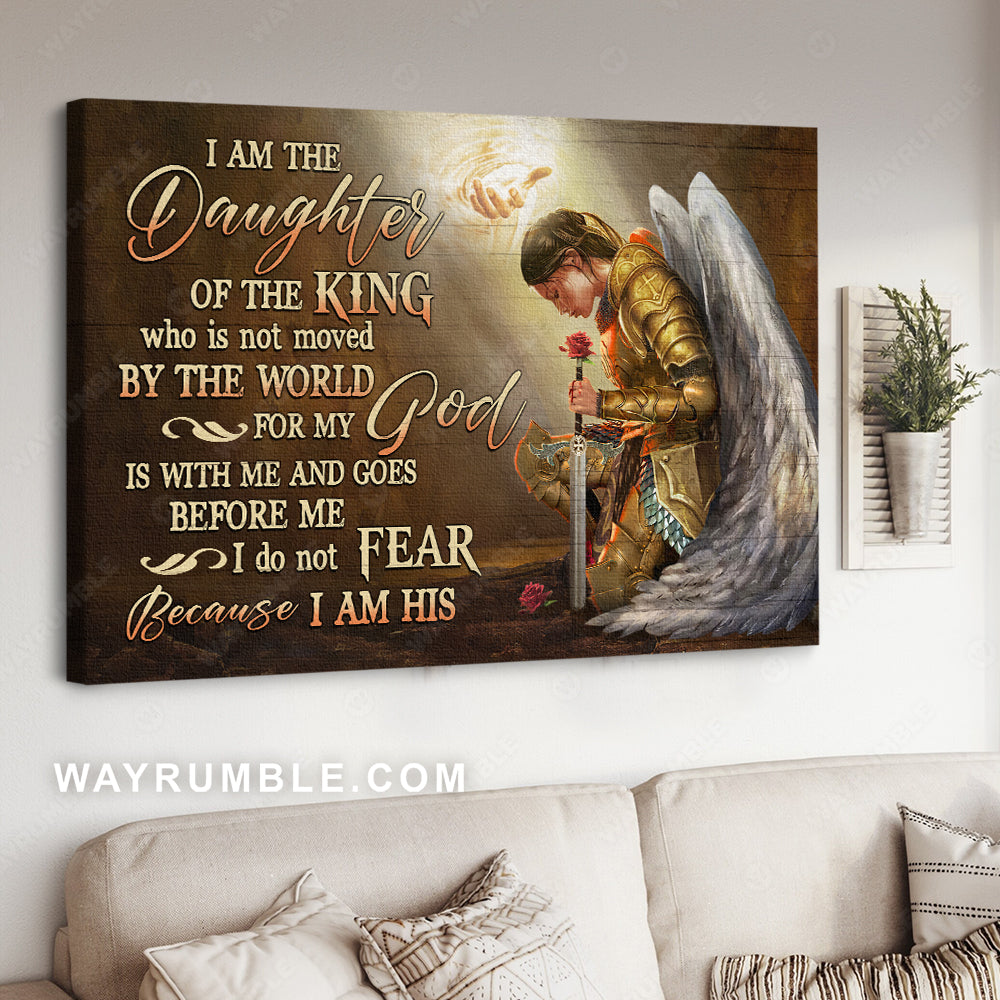 Woman warrior, Red rose, Angel wings, I am the daughter of the King - Jesus Landscape Canvas Prints, Christian Wall Art