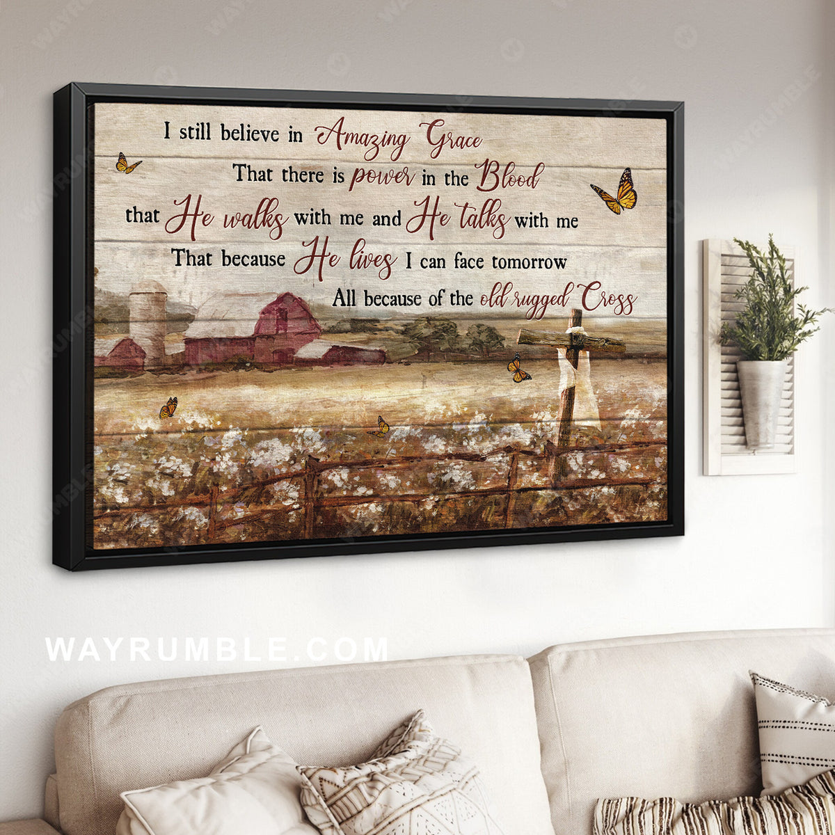 Amazing flower field, Countryside painting, I still believe in amazing grace - Jesus Landscape Canvas Prints, Home Decor Wall Art