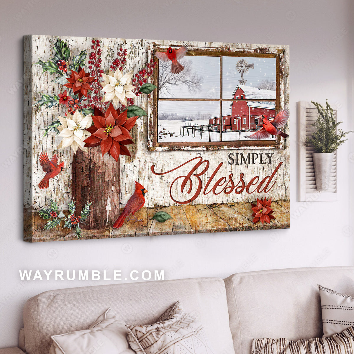 Poinsettia drawing, Red cardinal, Christmas is coming, Simply blessed - Jesus Landscape Canvas Prints, Home Decor Wall Art