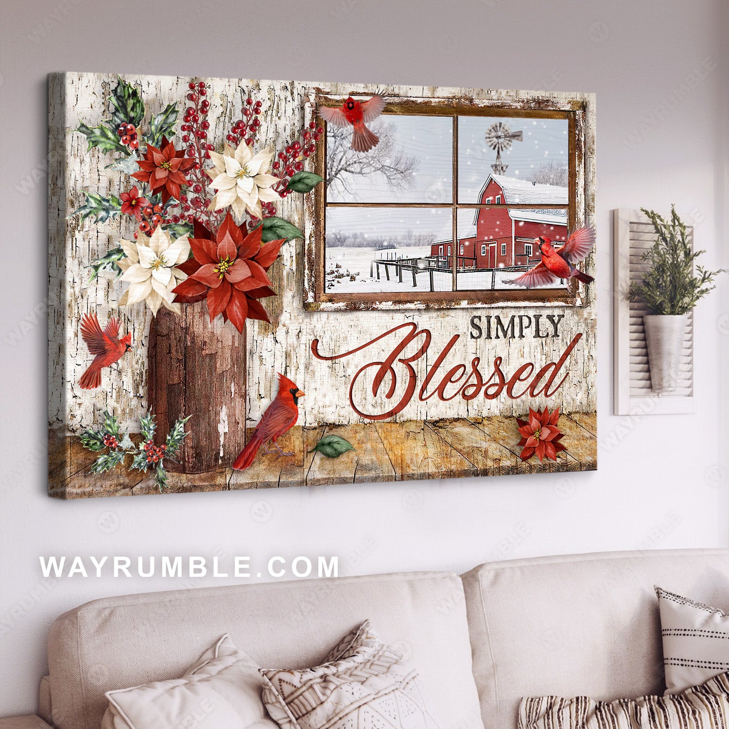 Poinsettia drawing, Red cardinal, Christmas is coming, Simply blessed - Jesus Landscape Canvas Prints, Home Decor Wall Art
