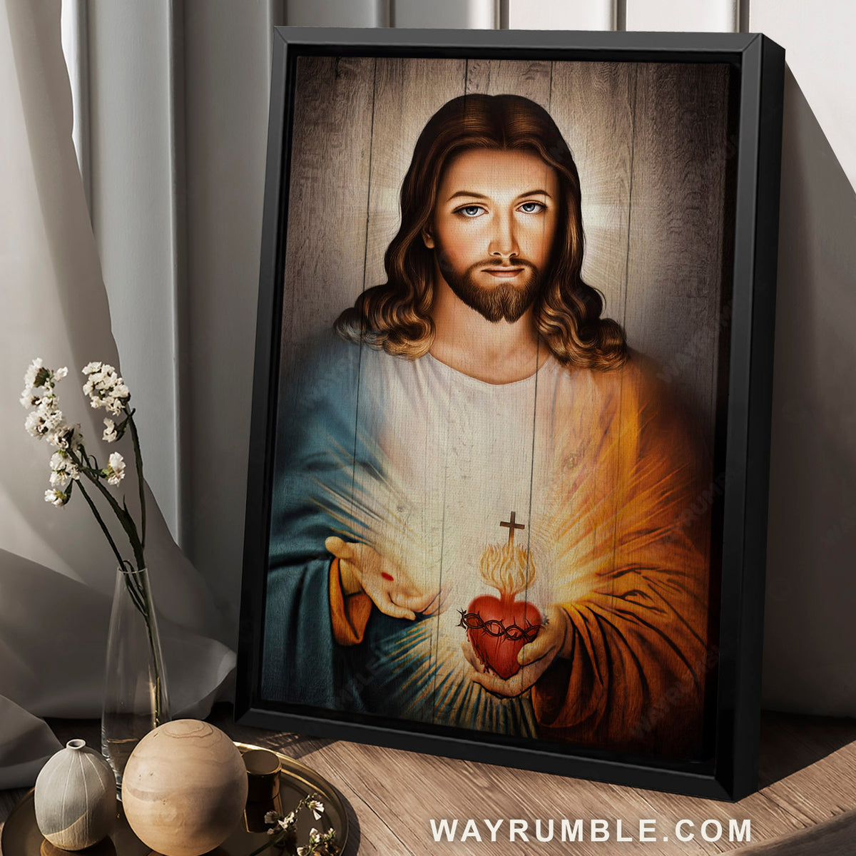 Amazing Jesus drawing, Stunning heart, Walking with Jesus - Jesus Portrait Canvas Prints, Home Decor Wall Art