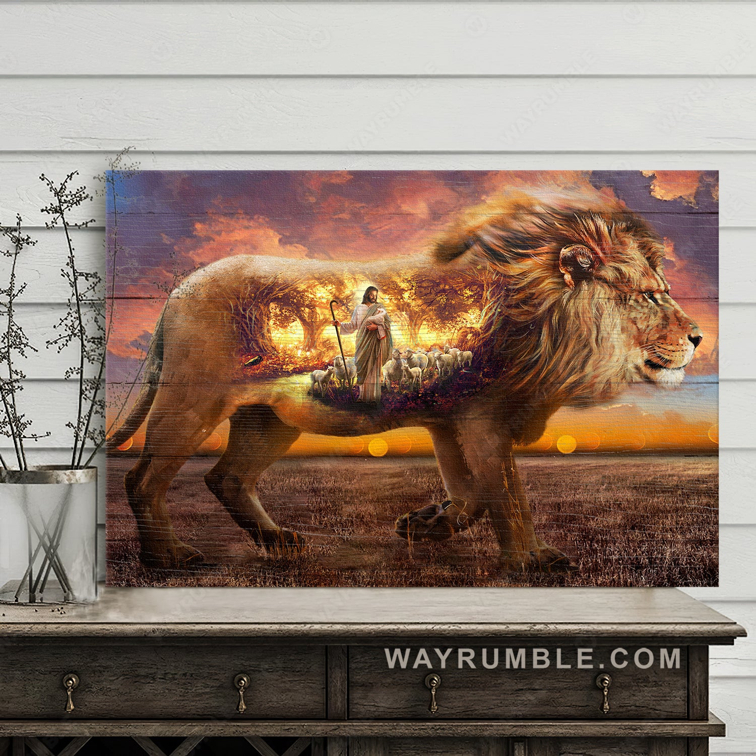 Stunning lion drawing, The life of Jesus, Lamb of God - Jesus Landscape Canvas Prints, Christian Wall Art