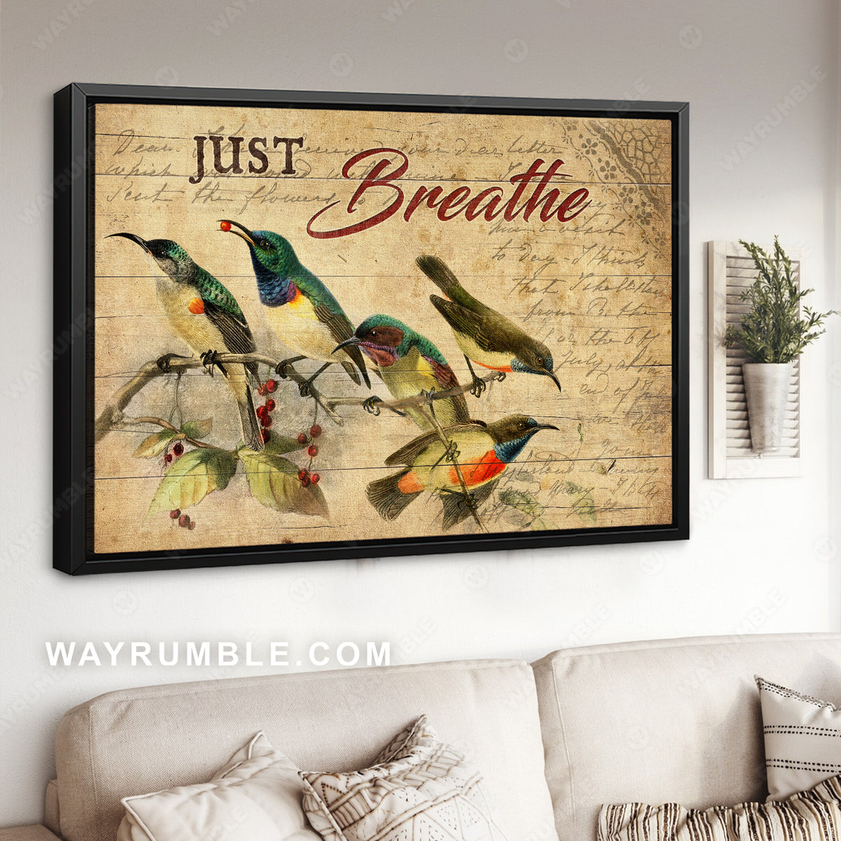 Amazing hummingbird, Cranberry tree, Just breathe - Jesus Landscape Canvas Prints, Christian Wall Art