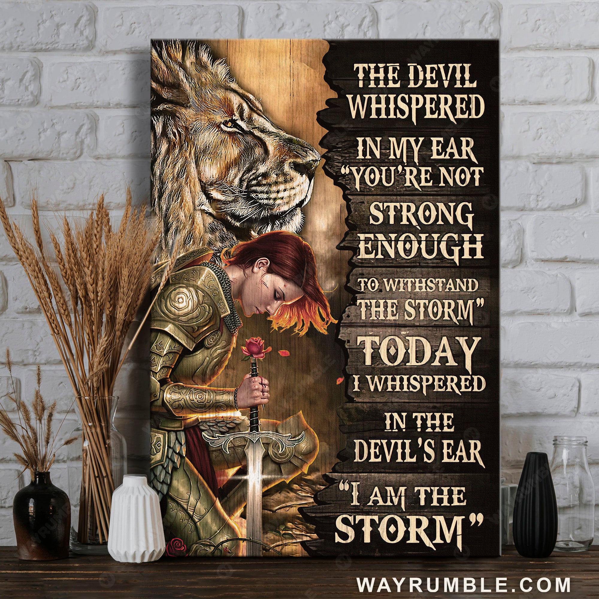 Stunning lion, Woman warrior, Rose painting, The devil whispered in my ear - Jesus Portrait Canvas Prints, Home Decor Wall Art
