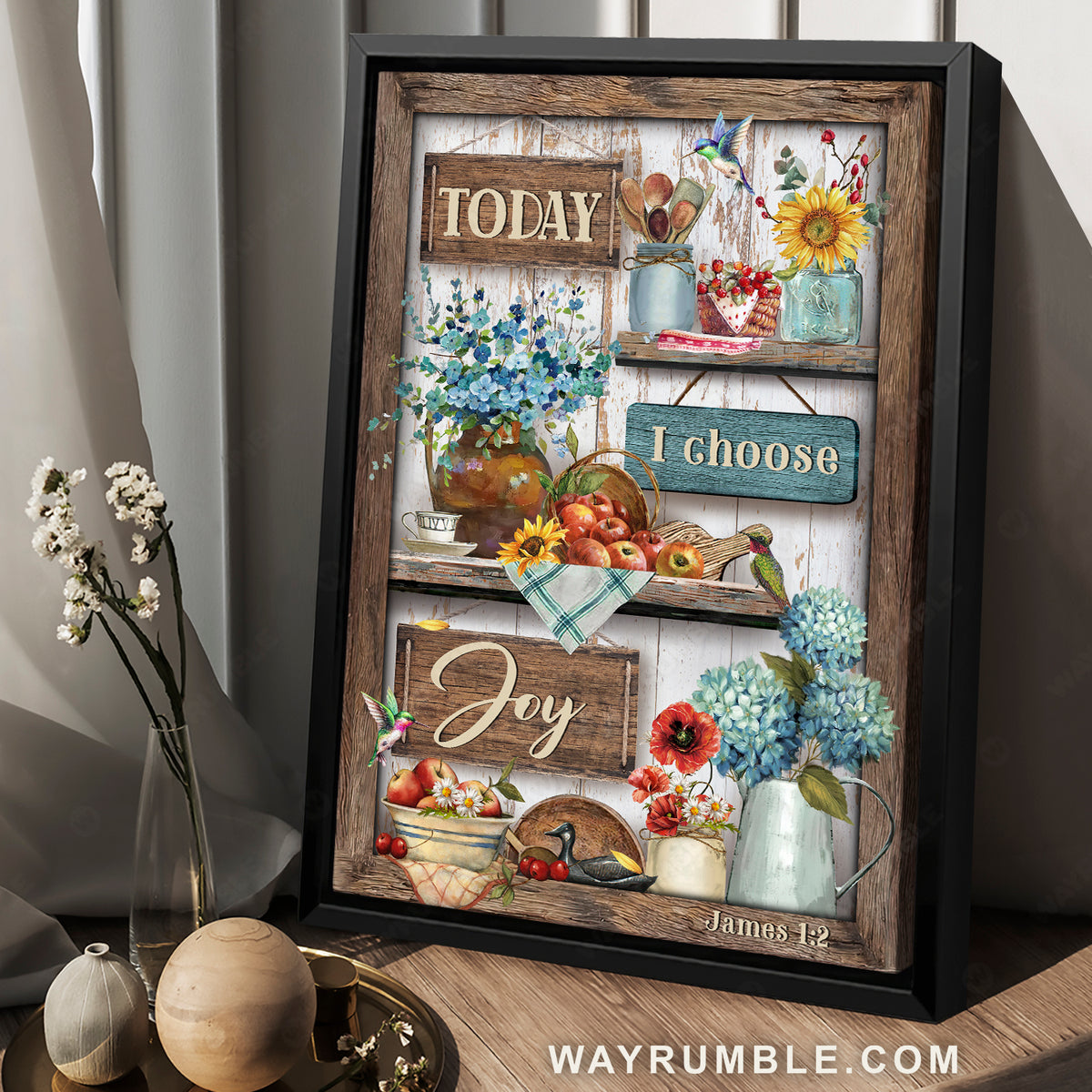 Brilliant kitchen, Blue hydrangea, Colorful painting, Today I choose joy - Jesus Portrait Canvas Prints, Christian Wall Art