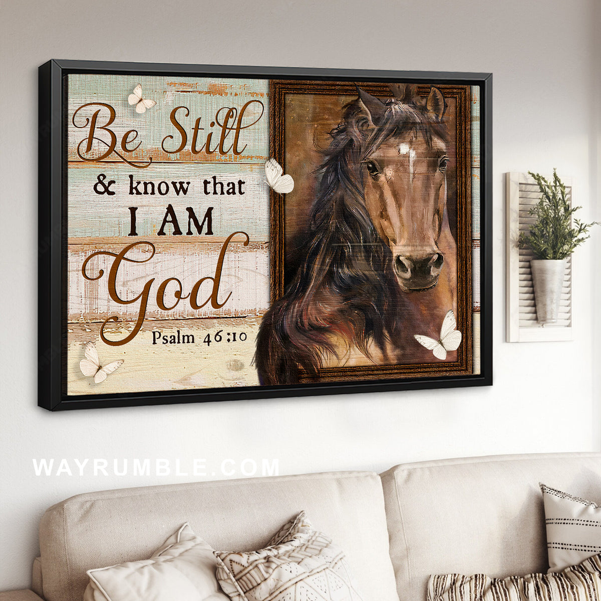 Pretty horse, Stunning butterfly, Horse lover, Be still and know that I am God - Jesus Landscape Canvas Prints, Home Decor Wall Art