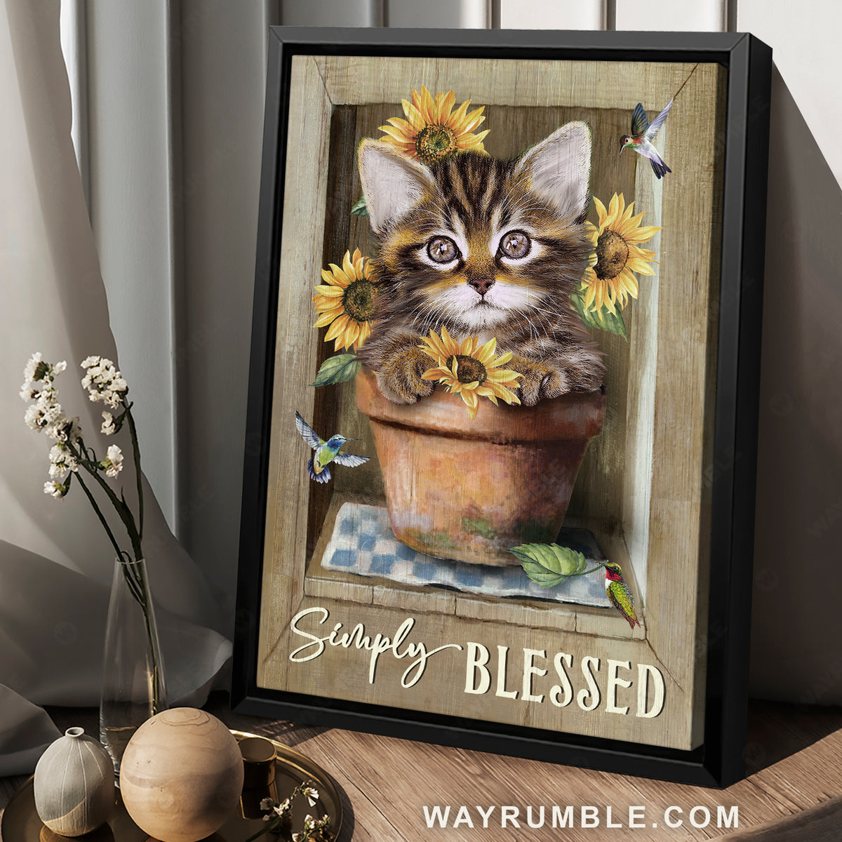 Little cat, Sunflower vase, Colorful cardinal, Simply blessed - Jesus Portrait Canvas Prints, Christian Wall Art