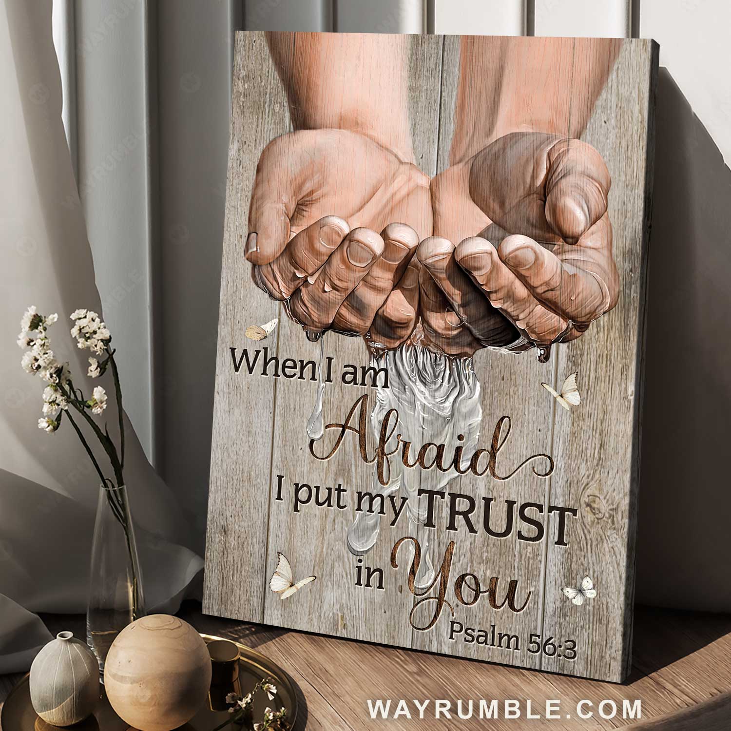 Stunning Jesus hands, White butterfly, I put my trust in you - Jesus Portrait Canvas Prints, Home Decor Wall Art