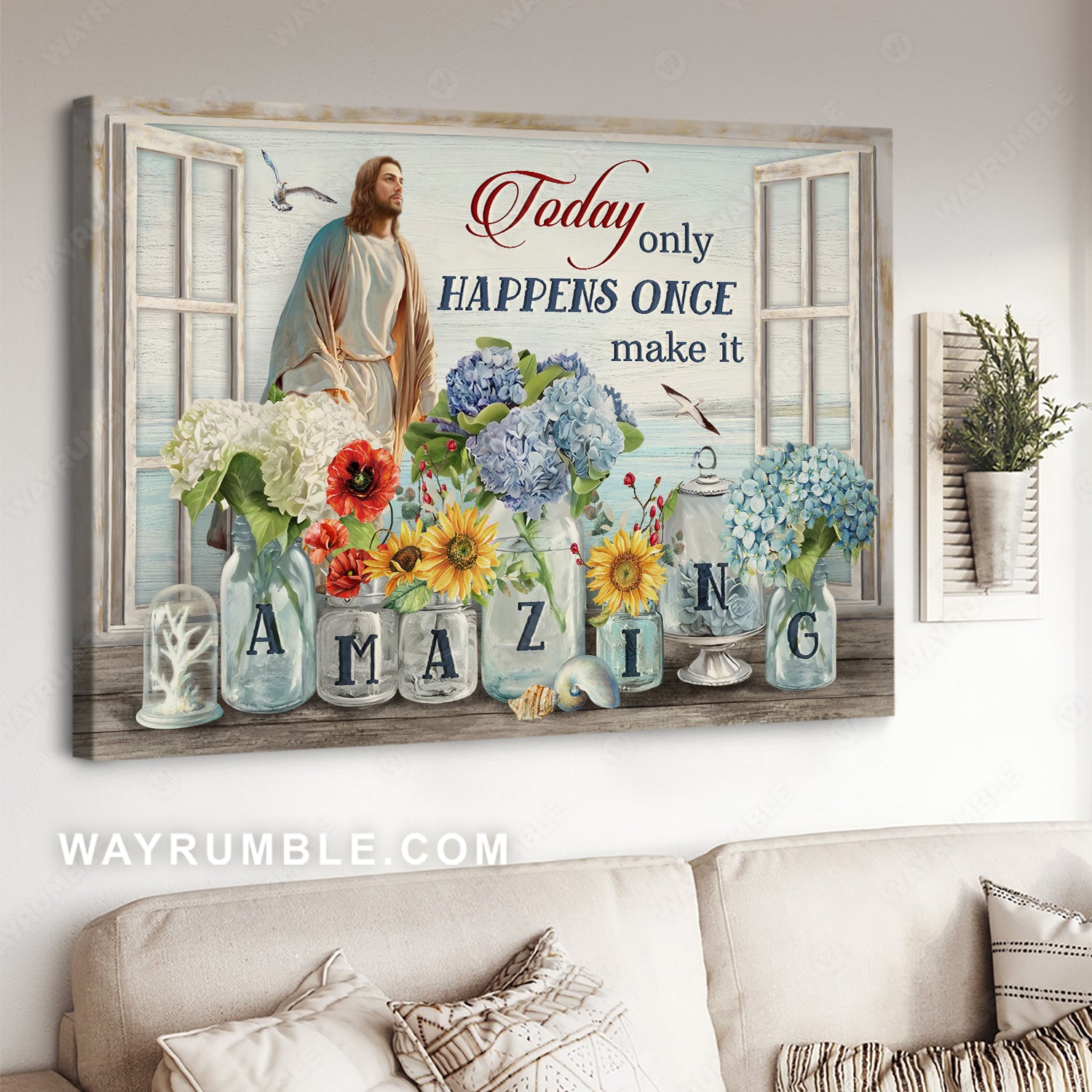Flower drawing, The life of Jesus, Today only happens once, Make it amazing - Jesus Landscape Canvas Prints, Christian Wall Art