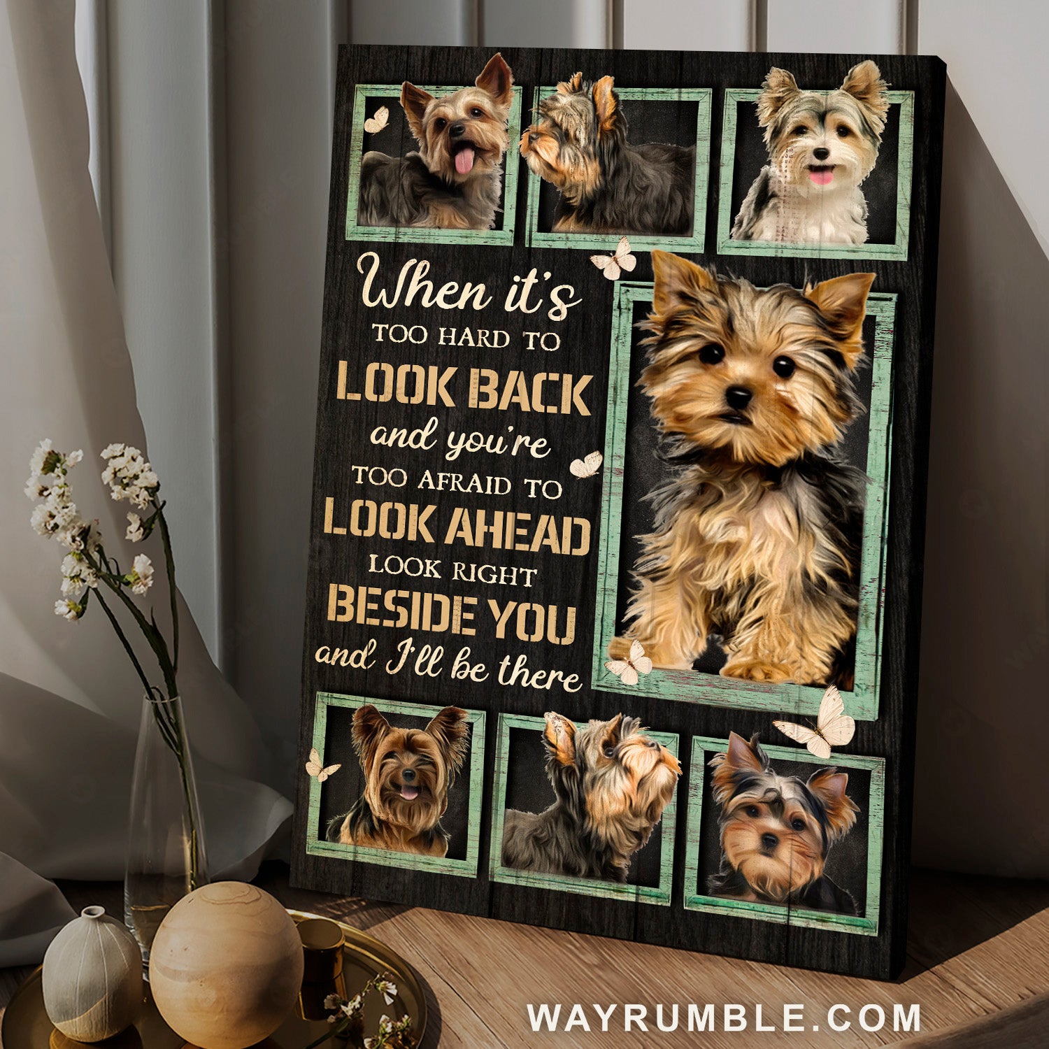 Little Yorkshire, Cute dogs, Gift for dog lover, When it's too hard to look back - Jesus Portrait Canvas Prints, Home Decor Wall Art
