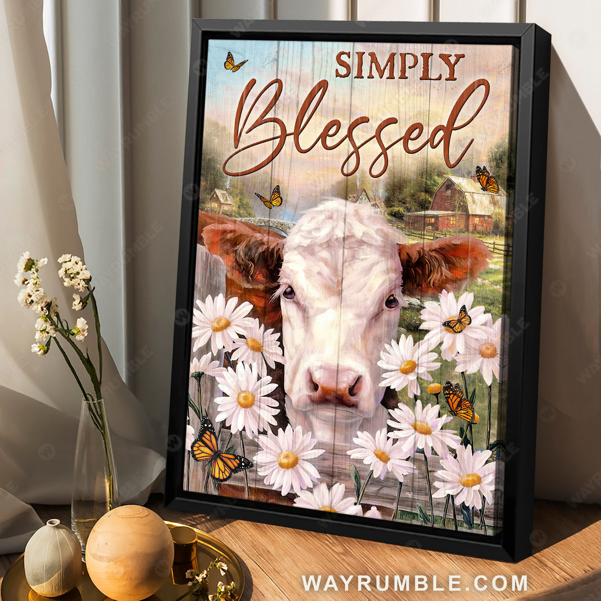 Lovely farm, Daisy fence, Pretty sunset painting, Simply blessed - Jesus Portrait Canvas Prints, Home Decor Wall Art