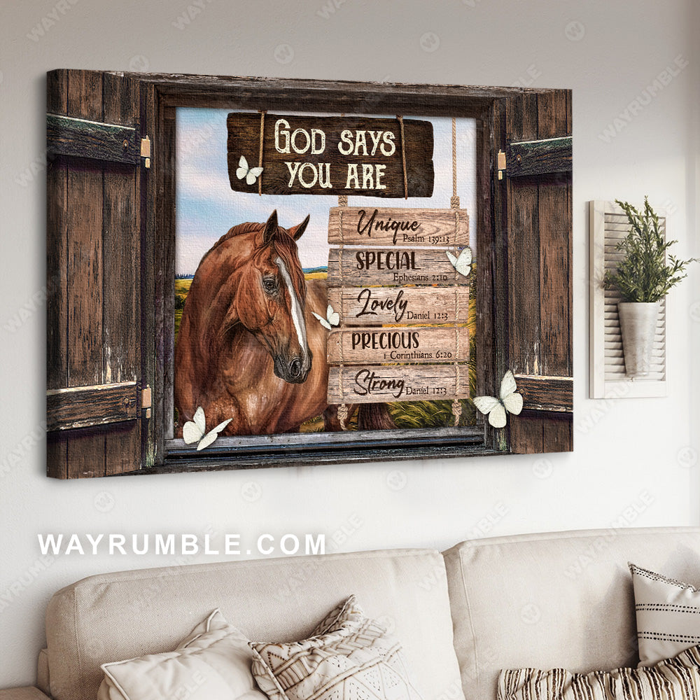 Dream horse, White butterfly, Small window, God says you are unique - Jesus Landscape Canvas Prints, Christian Wall Art