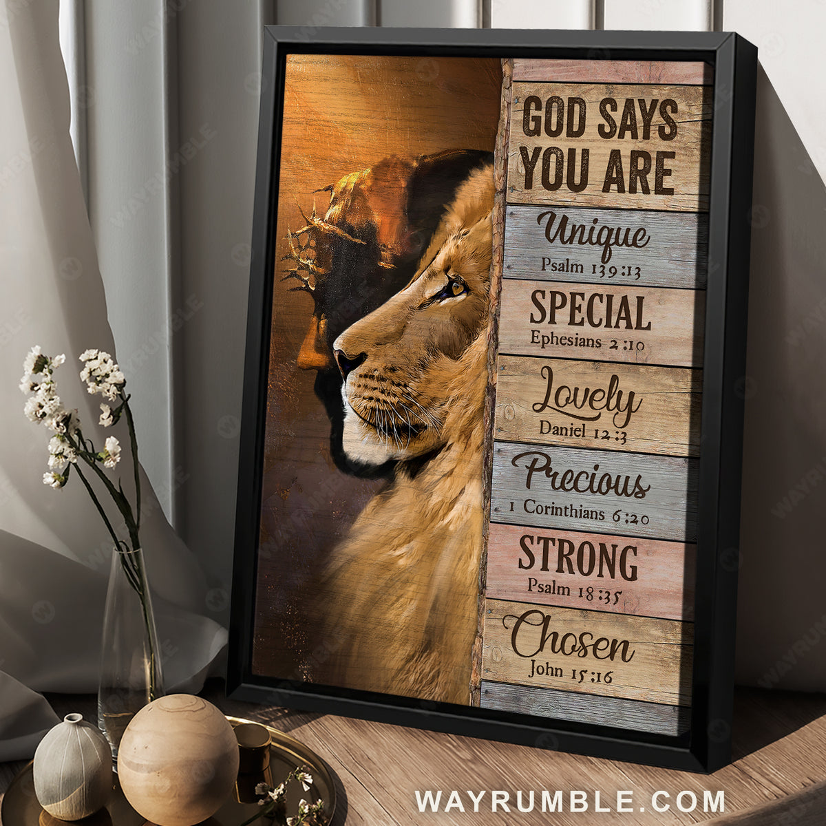 Lion of Judah, Office decoration, Jesus drawing, God says you are unique - Jesus Portrait Canvas Prints, Home Decor Wall Art