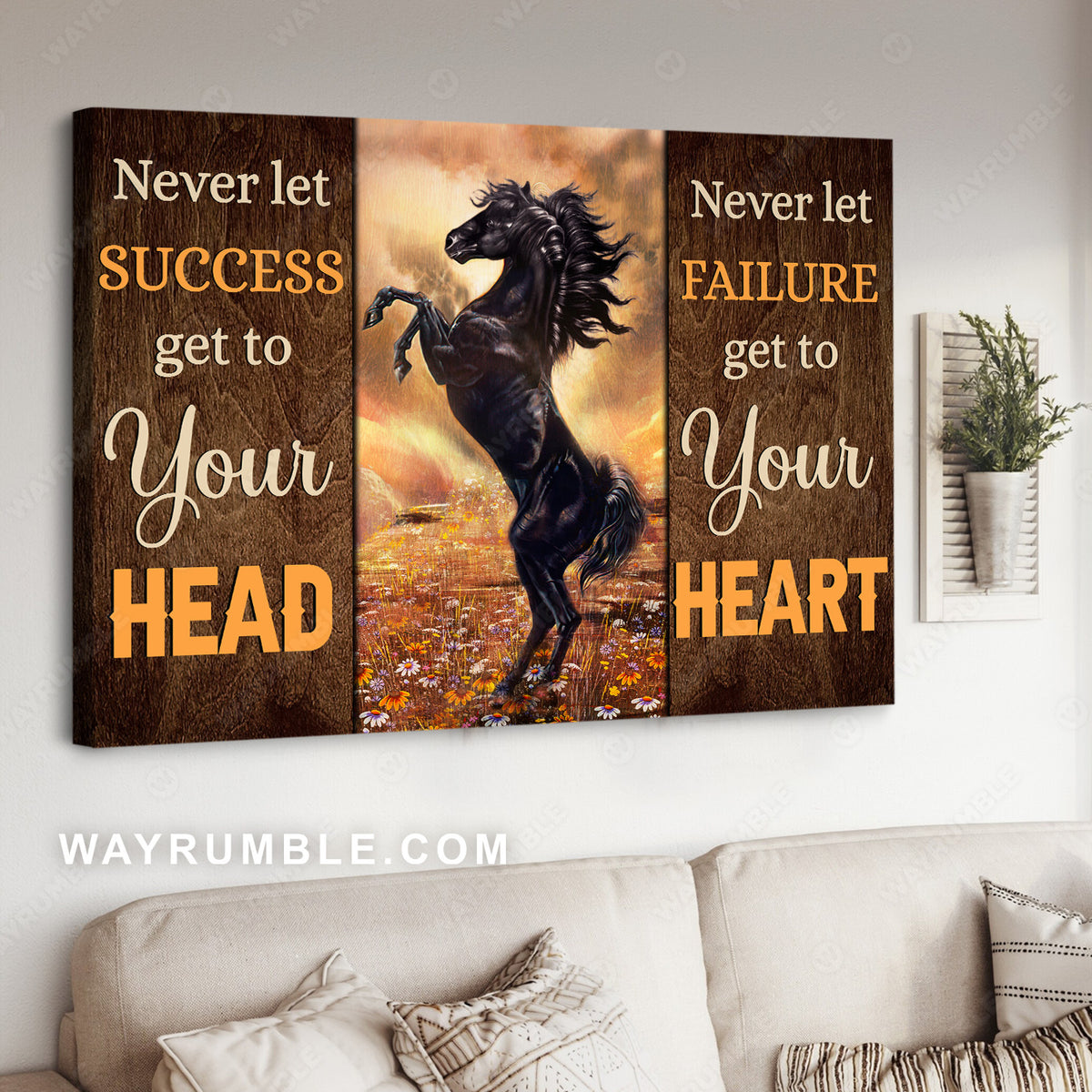 Black horse artwork, Daisy field, Never let success get to your head - Jesus Landscape Canvas Prints, Christian Wall Art
