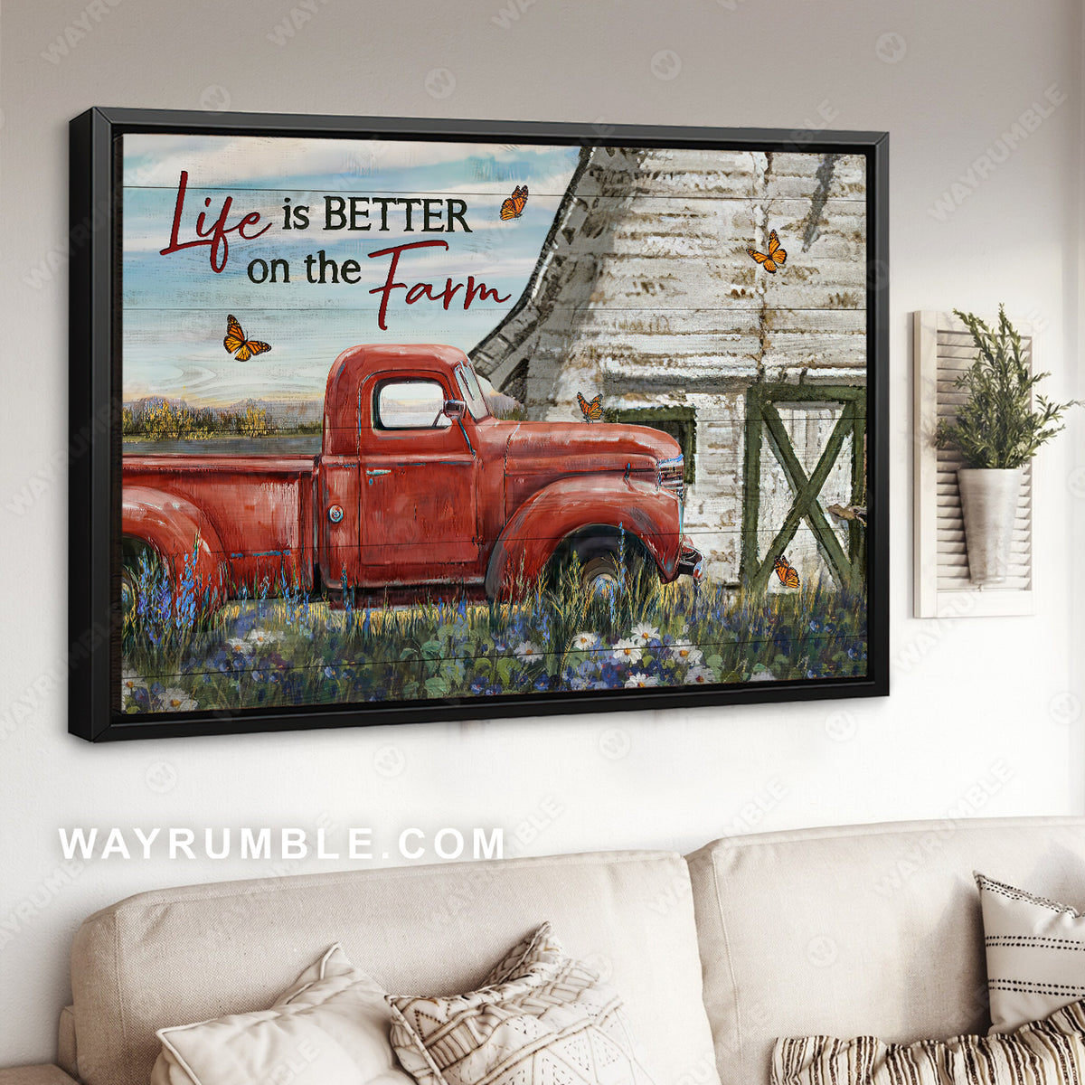 Watercolor ladybug car, Lavender garden, Butterfly, Life is better on the farm - Jesus Landscape Canvas Prints, Christian Wall Art