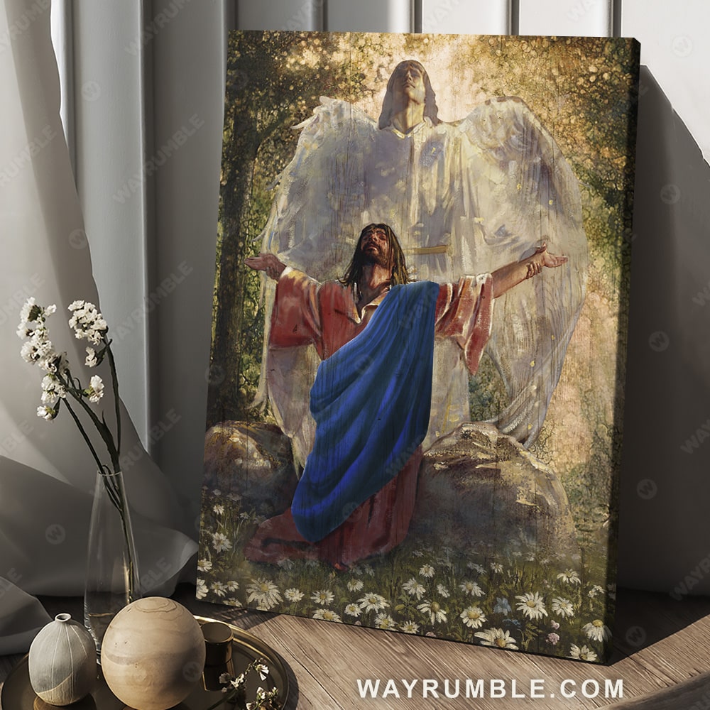 Jesus drawing, Angel wings, Prayer for healing, Daisy field - Jesus Portrait Canvas Prints, Christian Wall Art
