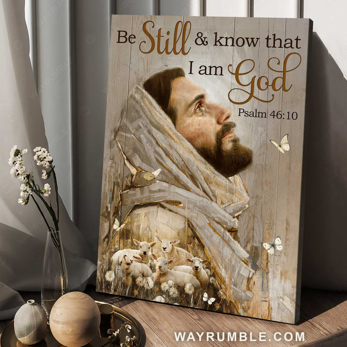 Stunning Jesus, Face of Jesus, Lamb of God, Be still and know that I am God - Jesus Portrait Canvas Prints, Home Decor Wall Art