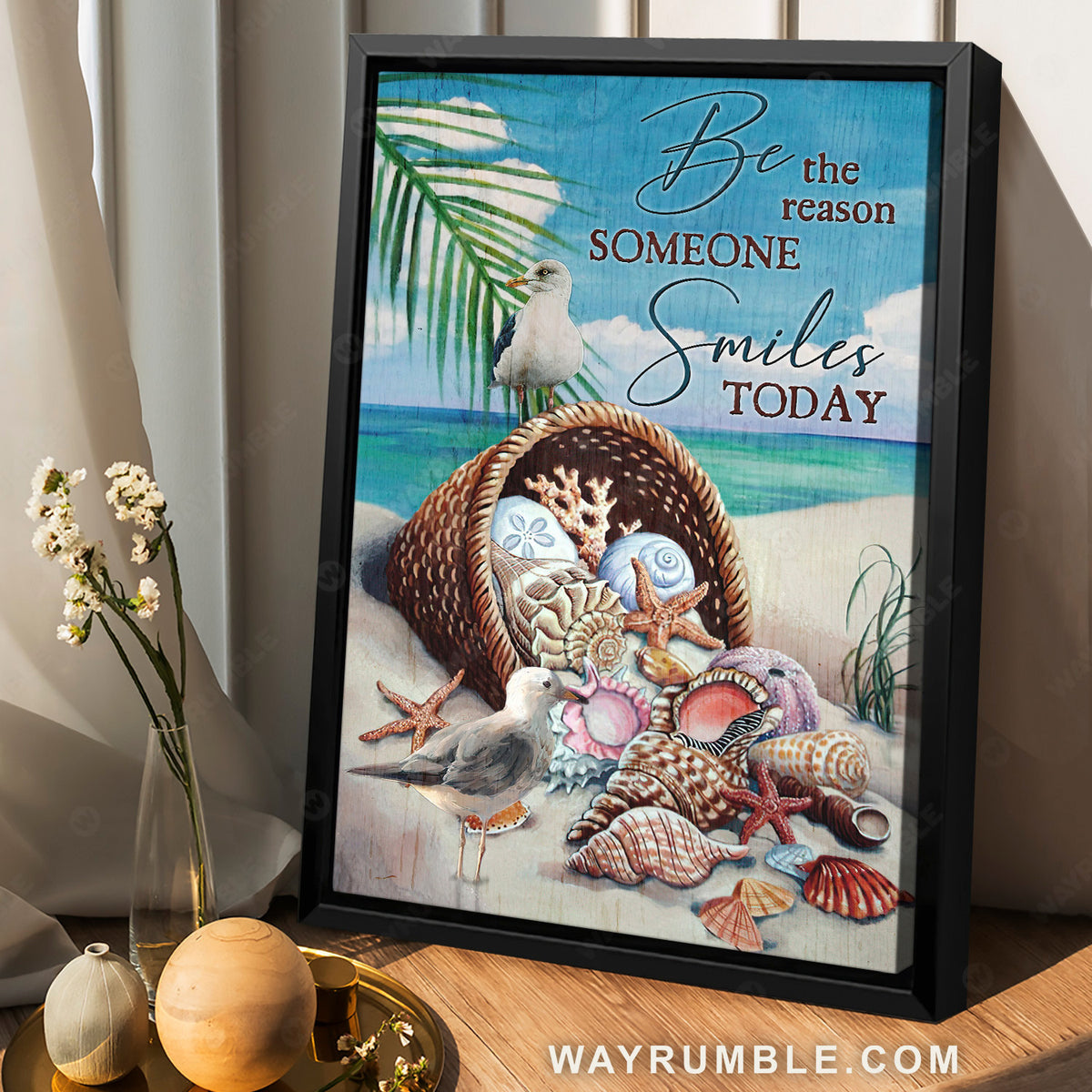 Colorful snail, Blue ocean, Be the reason someone smiles today - Jesus Portrait Canvas Prints, Christian Wall Art