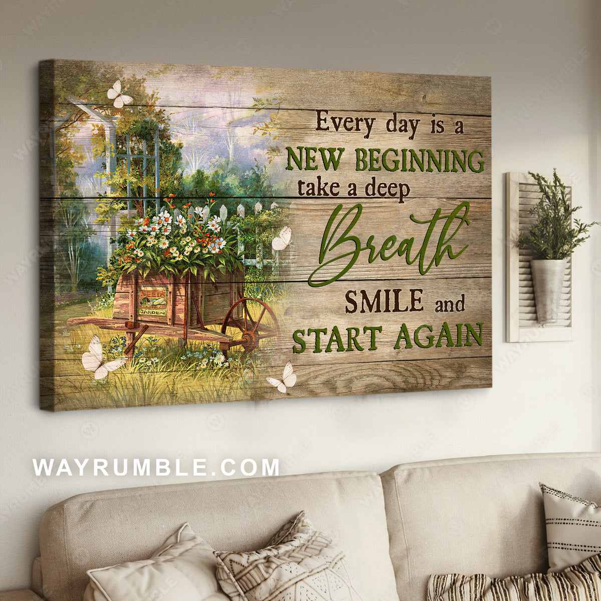 Spring garden, Daisy flower, Sunny day, Every day is a new beginning - Jesus Landscape Canvas Prints, Home Decor Wall Art