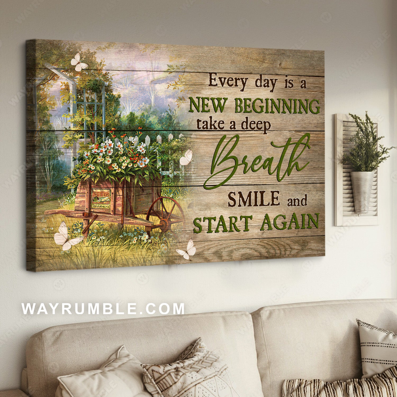 Spring garden, Daisy flower, Sunny day, Every day is a new beginning - Jesus Landscape Canvas Prints, Home Decor Wall Art